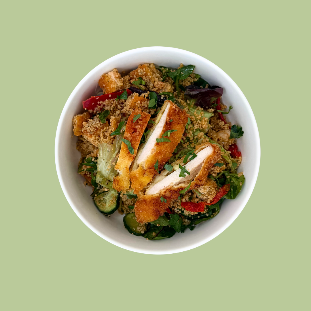 Chicken Schnitzel Cous Cous Salad